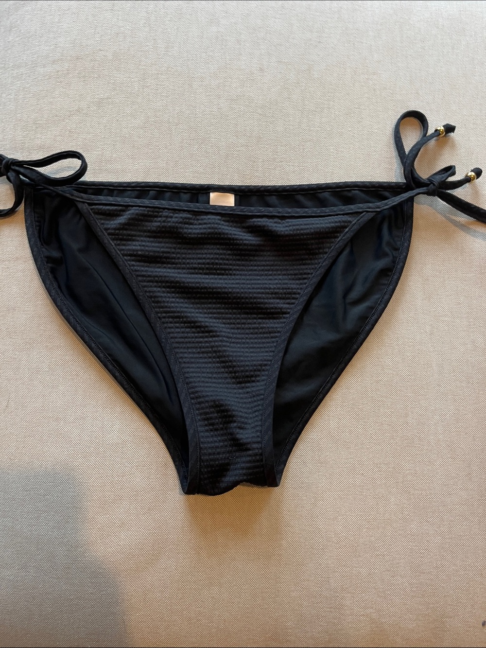 Vineyard Vines Black Ribbed Tie-Side Bikini Bottoms XS